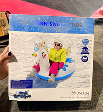 H2OGO Unicorn Snow Tube w/ Handles, Kids, 66 x 38.5 in Inflatable Sled