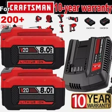 8.0Ah 20V For Craftsman V20 20 Volt MAX Li-ion Battery CMCB204 CMCB202 / Charger