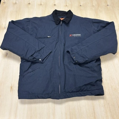 CornerStone Jacket Mens 2XLT Blue Canvas Yokohama Workwear Bomber Lined Padded - product listing photo