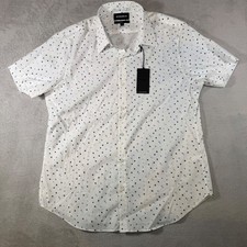 Bonobos Tech Button Down Shirt Mens Large Slim Fit White Winter Wonderland