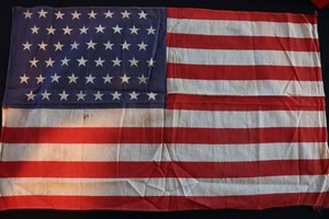 Antique 1908-1920's Cotton 48 Star Flag 23" X 14 1/2" Very Good Condition