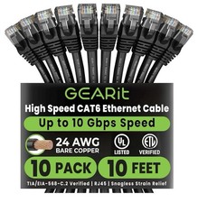 10-pack GearIT Cat 6 Ethernet cables, 10  Black
