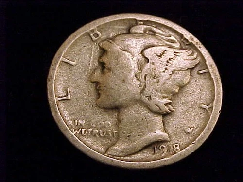 1918-S  Mercury Dime,  Good to VG Grade.