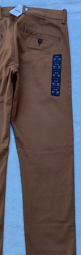 NUEVO CON ETIQUETAS $79 J. Pantalones chinos CREW FLEX para hombre ajustados marrón nogal talla 31x30 (etiqueta 30x30) - Imagen 4 de 11