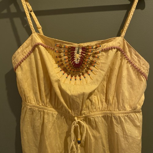 GEORGE Ladies Longline Yellow Vest Top.Size 18.Boho,Beaded,Strappy Summer.Cotton - Picture 2 of 10