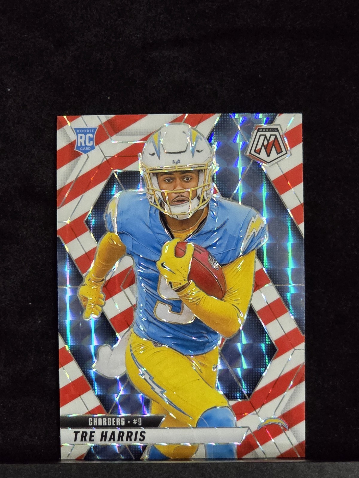 Tre Harris 2025 Panini Mosaic #326 Red and White Stripe Mosaic Parallel (RC)