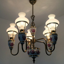 Alter Ruel Florentine Lampe Kronleuchter Messing - Porzellan Lampe- Design