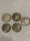1964 Kennedy Half Dollar .9  AU Silver Lot Of 5