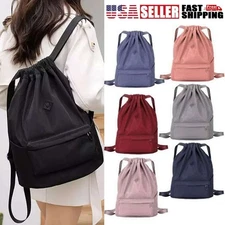 Waterproof Drawstring Bag Gym String Sackpack Cinch Shoulder Backpack Women Men