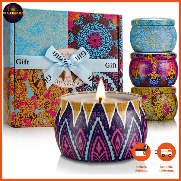 Duftkerzen Set 4 StüCk 500G Sojawachs Aromatherapie Raumduft Geschenk Frauen-image