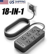 5FT Power Strip Surge Protector 12 AC Outlets 4 USB Ports  2 Type C Port NEW 