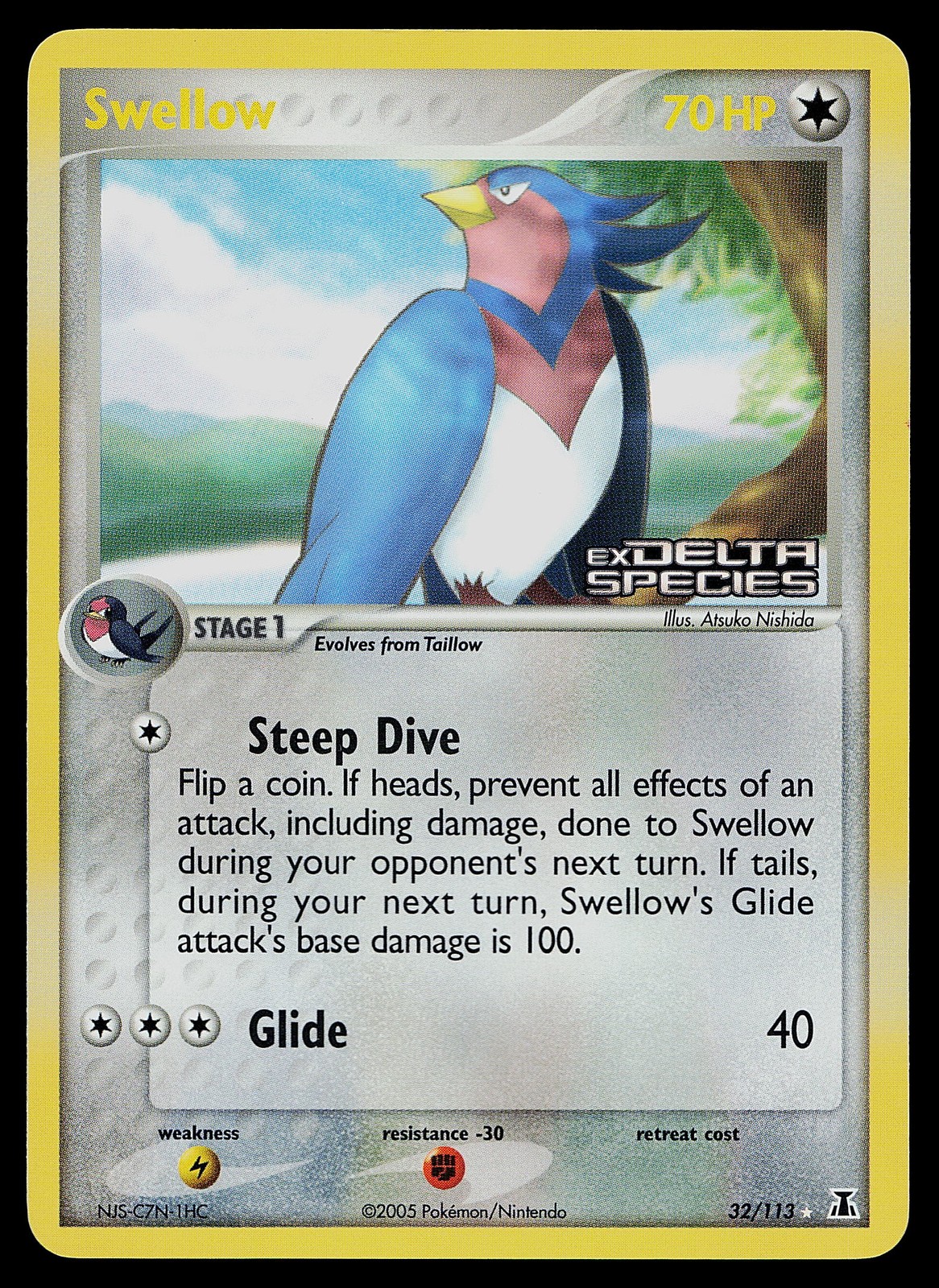 Pokemon Card - Swellow Delta Species 32/113 Reverse Holo Stamped