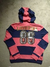 Victoria s Secret Limited Ed Bling "Love Pink" 86 Hoodie L Red/Blue Htf Last 1