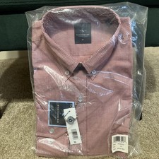 NWT Tailorbyrd Long sleeve Button Down Shirt Brick Red Checked Men's Medium