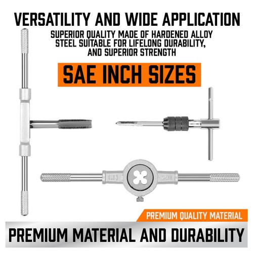 40 PcsTap And Die Set Inch SAE Screw Screwdriver Thread Drill W/t Pitch Gauge - Picture 4 of 7