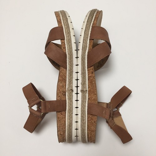 Adrienne Vittadini Sport Parisha Faux Leather Platform Sandals Sz 10M Camel - Picture 3 of 8