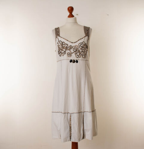 Womens Elisa Cavaletti White Sleeveless Dress Size XL 7271