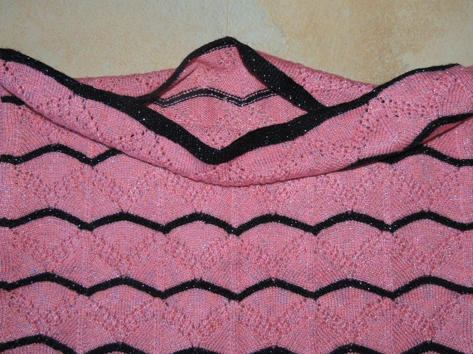 Strickpullover Pullover selbst gestrickt Handarbeit rosa schwarz 40 42 M L NEU - Bild 2 von 2