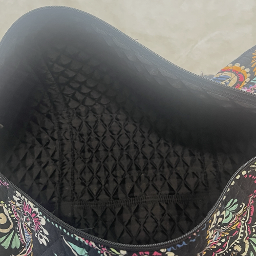 Vera Bradley Black Paisley & Floral Quilted Duffle Gym Bag Carry On Travel Bag - Picture 8 of 14