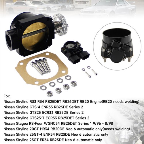 90mm-85mm Q45 Throttle Body +TPS For Nissan Skyline R33 S2 Series 2 RB25DE Black - Picture 9 of 11