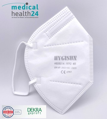 Hygisun Ffp2 Masken Atemschutzmasken Mundschutz Ean Dekra Gutachten Ebay