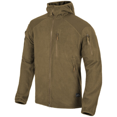 Helikon-Tex Alpha Hoodie Jacket Grid Fleece Mens Trekking Tactical Travel Coyote