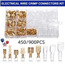Assortment Male Female Spade Terminals Electrical Wire Crimp Connectors Kit 900X