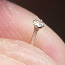 Nose Stud Tiny 1mm Clear CZ Gem 925 Sterling Silver L Bendable Body Jewellery