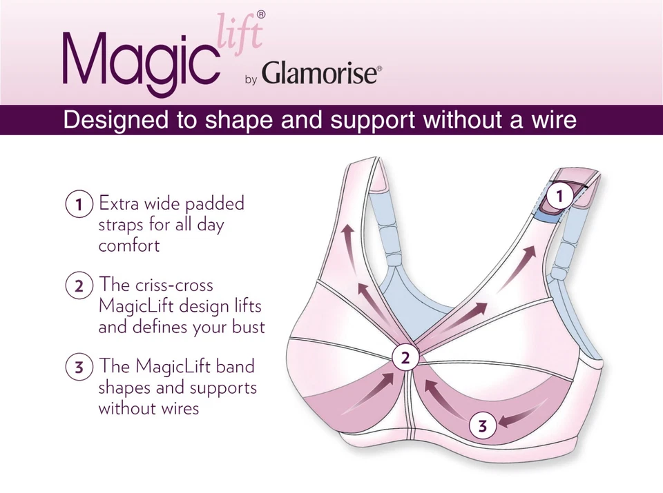 New MAGIC LIFTING Support Bra Burgundy 48D Wireless PAMPERS~SHOULDERS - Image 3 of 4