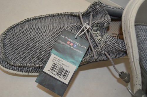 Hey Dude Wally Loafers Comfort Shoes Stretch Free Light Grey Mens Size 10 - Picture 3 of 8
