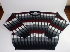 Vintage Area By Tag Sweater Men’s XL Black Grey Pattern Made In USA Acrylic