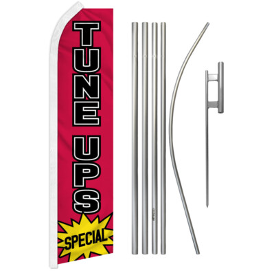 Tune Up Special Advertising Swooper Feather Flutter Flag Pole Kit Mechanic