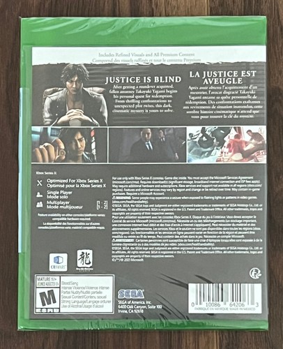 Videogioco NUOVO SIGILLATO Judgment Xbox One Series X RARO DIFFICILE DA TROVARE HTF maturo - Foto 2 di 2