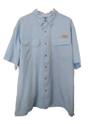 Bimini Bay Outfitters Vented Fishing Short Sleeve Dress Shirt Blue XL UPF 50