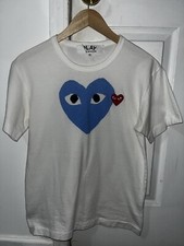 PLAY Comme des Garçons T-Shirt Men’s Adult Medium Blue Heart Red White Pre-owned