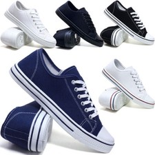 Mens Canvas Shoes Casual Lace Up Trainers Espadrilles Plimsolls Gym Pumps Size