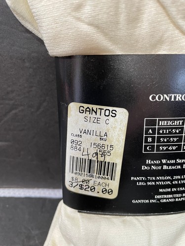 Gantos Tights Control Top Womens Vintage Tights Vanilla Size C NEW - Picture 6 of 6