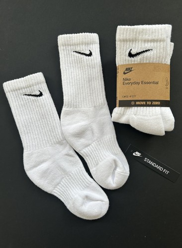 Nike Everyday White Crew Cushioned Cotton Socks Small Girls Kid Children Holiday
