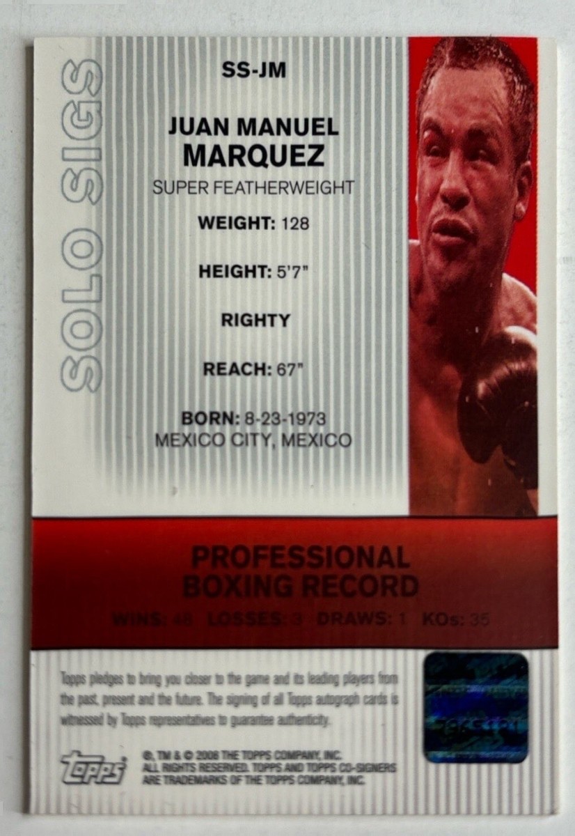 08 Topps Co-Signers Juan Manuel Marquez Auto Card Boxing SS