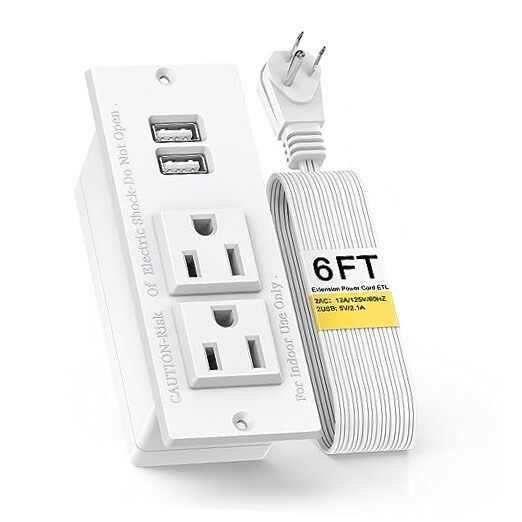 Recessed Outlet Desk Outlets with USB Ports Recessed 10W USB-A Ports White