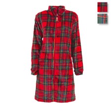Vestaglia donna con zip Tartan in Pile coral AB103