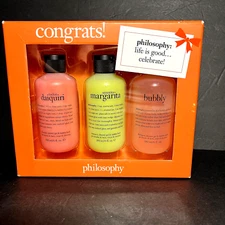 New Sealed Philosophy Set of 3 Shower Gels Daquiri Margarita Bubbly 6 oz