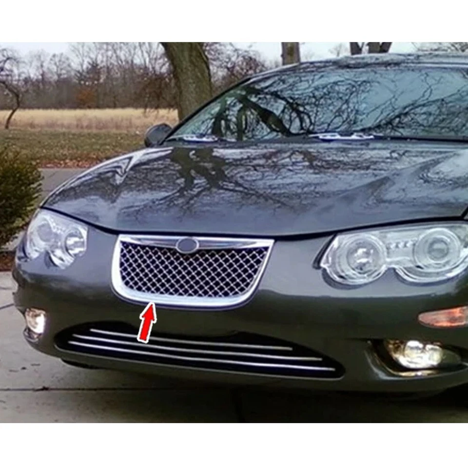 Front Grille Fits for 1999-2004 Chrysler 300M 4DR Sedan Chrome Mesh Hood Grill Foto 3 de 4