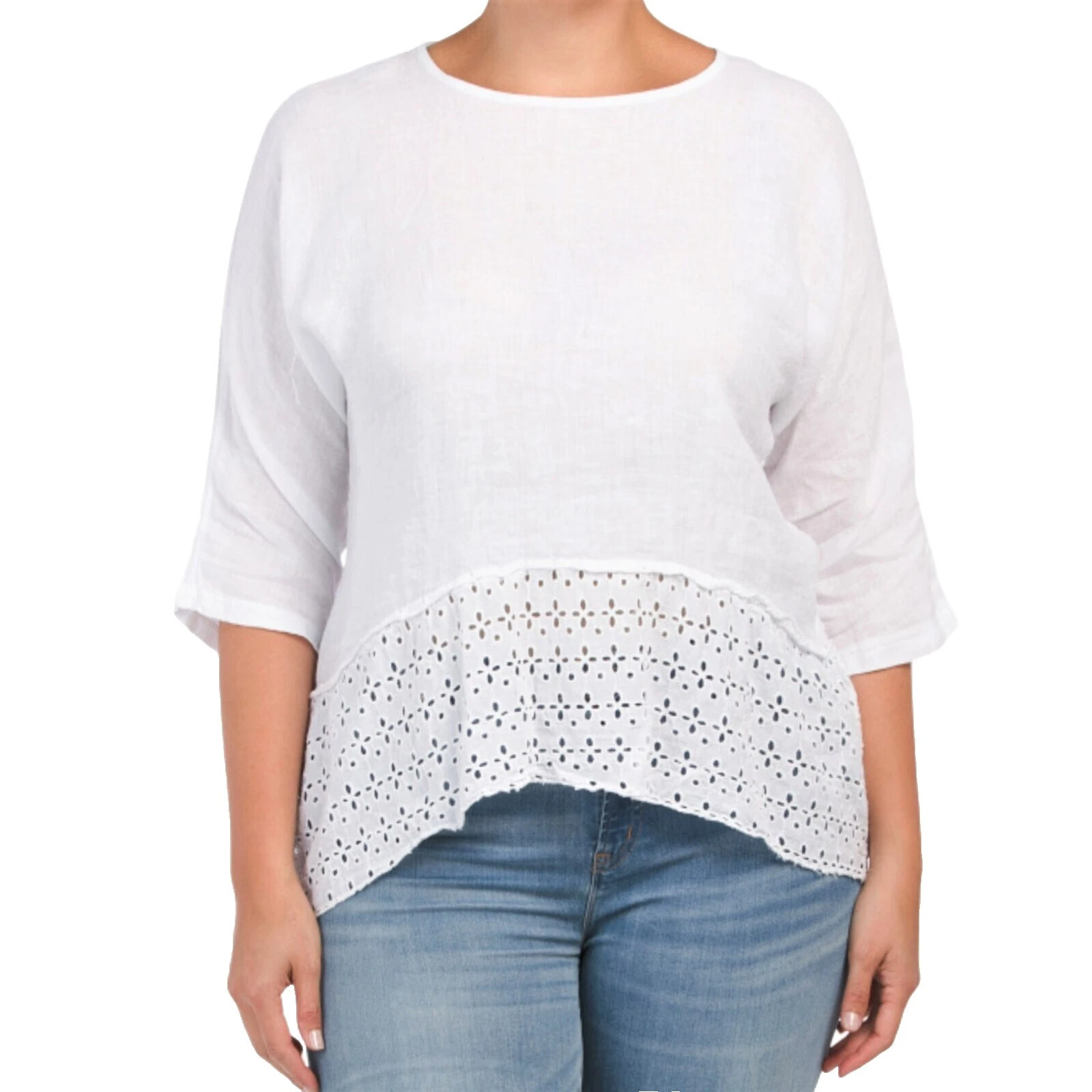 Linen Solid Plus Size Tops for Women