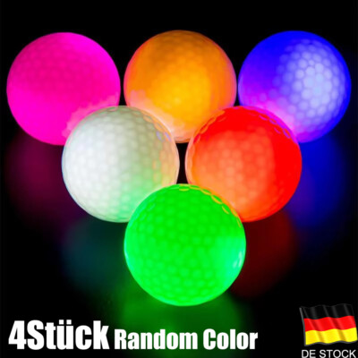 4x LED Golfbälle Night Light-Up Leuchtend leuchten Golf Geschenk Farbe zufällig