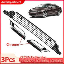For 2013 2014-2017 Volkswagen CC Front Bumper Grille Fog Lights Cover Bezel Set