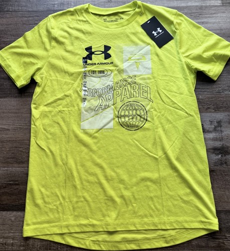 NWT Under Armour Boys YLG Yellow Green/Gray/Black Shorts Set Large - Picture 2 of 5
