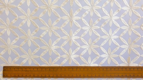 Cream Flowers Sheer Curtain Fabric By The Yard, Sheer Curtain Fabric Upholstery - Picture 6 of 8