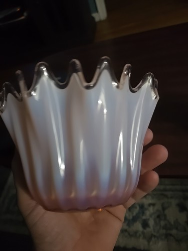 Vintage Fostoria Heirloom Pink Opalescent Glass Bowl/vase - Picture 4 of 16