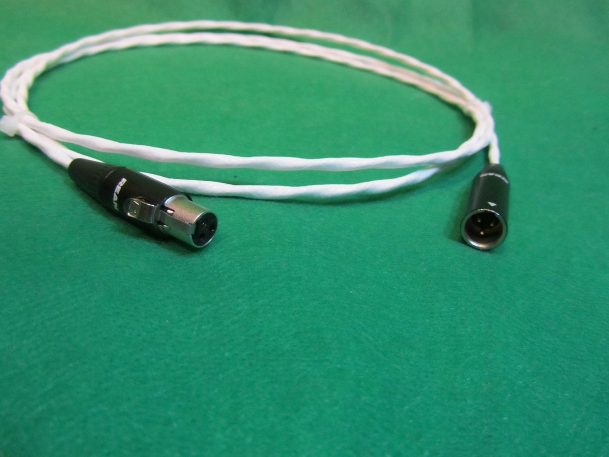 AWC 1ft Silver Plated Audio Cable – Tiny TA3F To XLR Male – For Sound Devices, USA Made